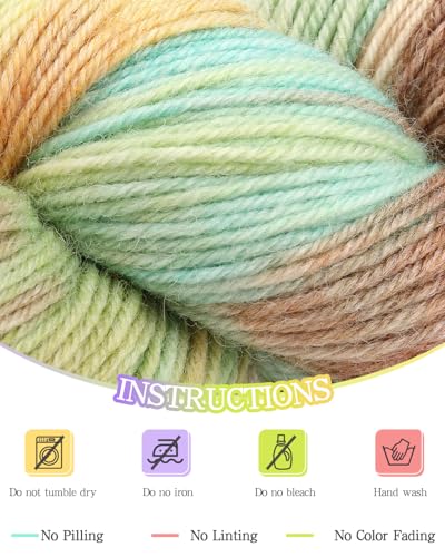 Image of Katech 3 Pack Wool Yarn for Crocheting-Sock Yarn for Knitting-Green Brown