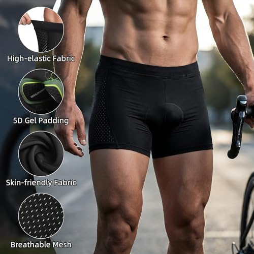 NICEWIN Radunterhose Herren mit Sitzpolster Radlerhose Unterwäsche 4D Gepolsterte Fahrradhose Kurz Atmungsaktive schnelltrocknende stoßfeste Herren Fahrrad Unterhose