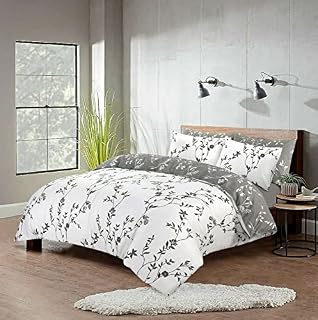 SeventhStitch Printed Floral Duvet Cover Set with Pillow Cases 100% Cotton White Grey Botanical Bedding Sets 200 Thread Count Quilt Covers Double King Super King Bed Size (Double,Floral Daisy),FL-221