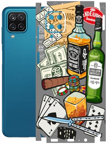 Image of AtOdds - Full Body Back Screen Guard Protector Film - Lamination Wrap Skin Sticker Compatible with Samsung Galaxy M12 | Scratchproof Matte Finish (Wine Graffiti)