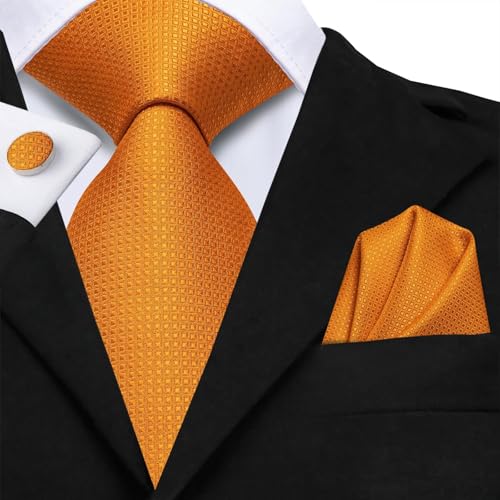 Image of Hi-Tie Men 63inches Tie Set Extra Long Necktie Paisley Tie Pocket Suqare Cufflinks Big and Tall Men Tie