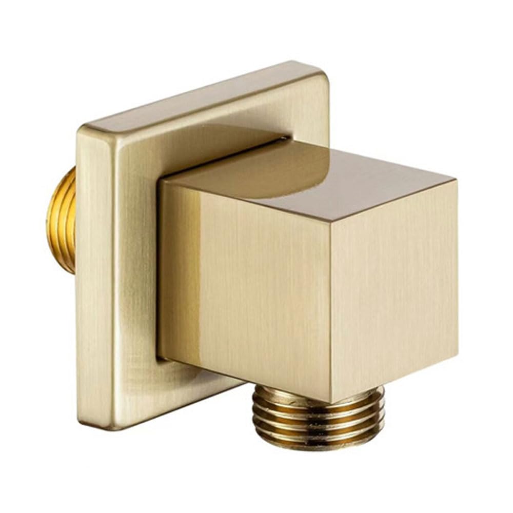 Solid Brass Shower Wall Outlet Square Wall Mounted Supply Elbow G1/2" Union Water Outlet for Shower Hose Connecting, Gold
