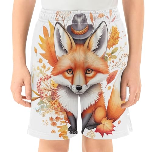 Fox Fall Pull-On Kids Shorts Elastic Waist Big Boys Vacation Shorts with Pockets XS2