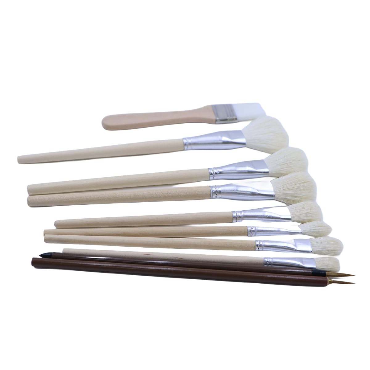 Set di 10 pennelli per smalto in pelo di capra per ceramica - per smalto, sotto smalto, acquerello, olio e acrilico su ceramica