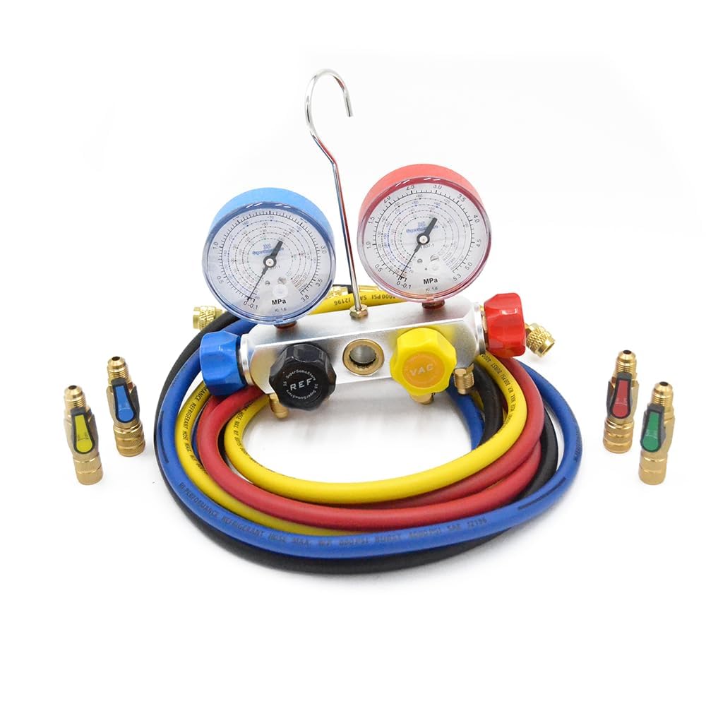 3S SuperSamaStore Kit Pompa del Vuoto Bistadio 70 L/Min con Set Manometrico 4 Vie Universale, per Installazione e Manutenzione Impianti Climatizzazione e Condizionatori con Gas R410A-R32-R407C-R134A