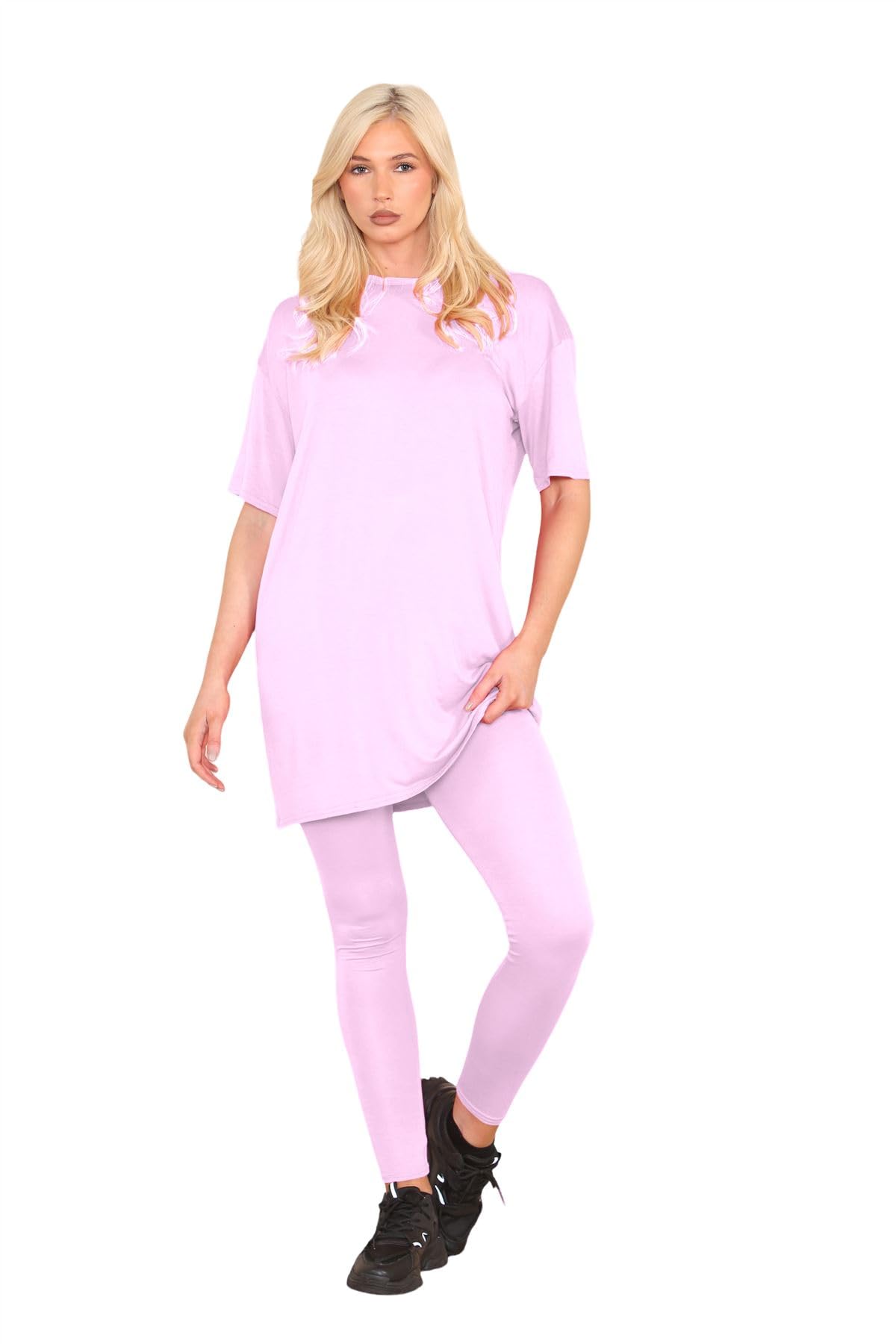 Hamishkane® Womens Tracksuit Set, Oversized Baggy Longline T Shirt Top with Leggings - Co Ord Sets for Women, Ideal 2 Piece Gym Set, Lounge Wear Sets for Women UK