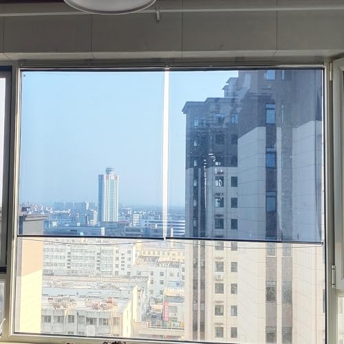 Estor enrollable de película azul anti UV, altura de 200 cm, 150 cm, impermeable y con aislamiento térmico para ventanas de cocina y terrazas