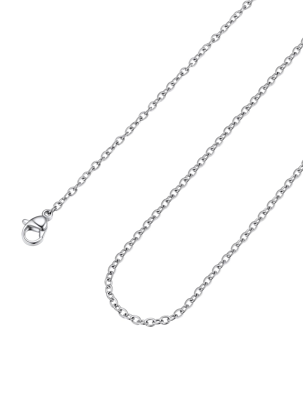 FOCALOOK Edelstahl Kette Damen 1.4mm/2mm dünne Rolokette Edelstahl Halskette Ersatzkette für Anhänger Silber/Gold/Rosegold/Schwarz wählbar 35/40/45/50/55/60/65/70/75cm Länge