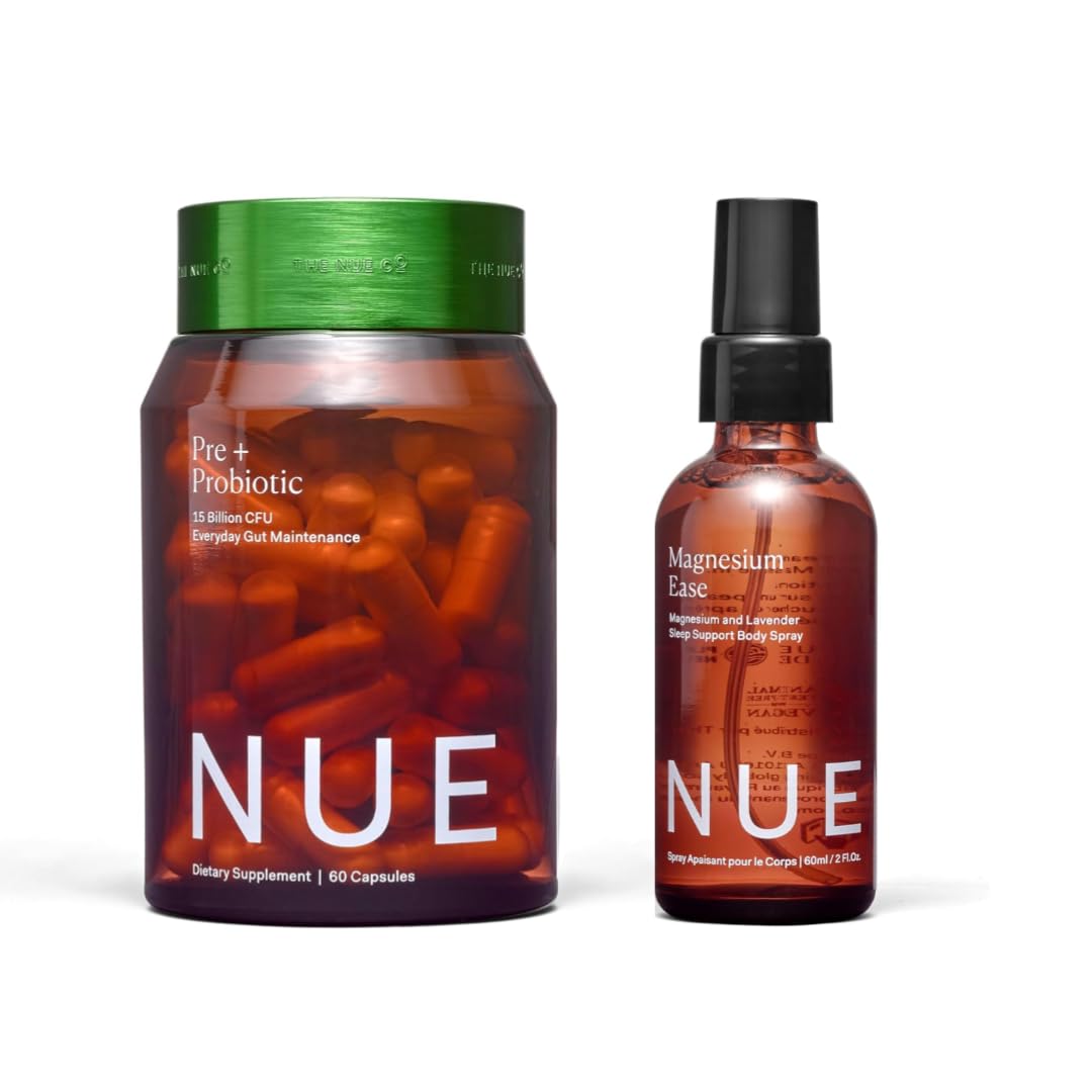 Prebiotic+ Probiotic Supplement & Magnesium Ease Bundle - Supports Digestive Health, Gut Balance & Immunity - Relieves Muscle Tension & Promotes Relaxation | Capsules & Spray