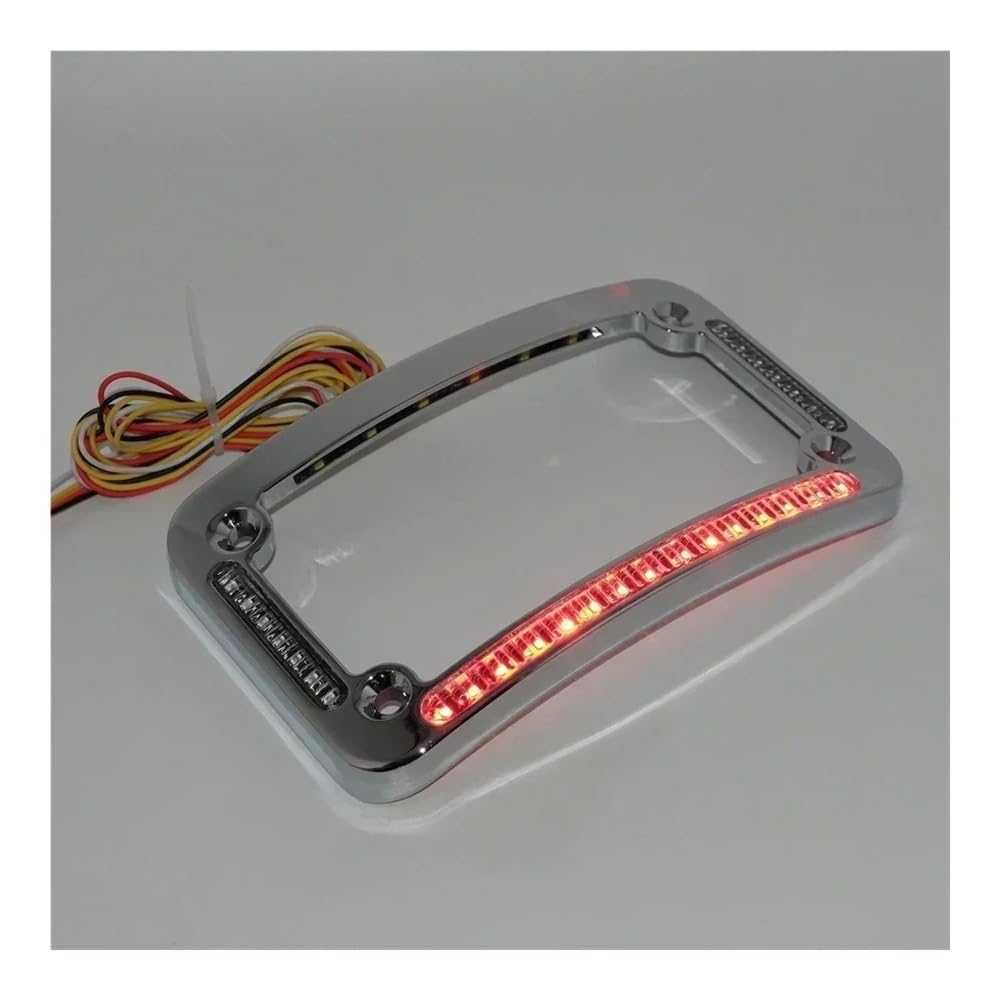 Trasera Lámpara Marco De Matrícula Motocicleta Curvado Con Doble LED, Freno O Giros, Acabado En Negro