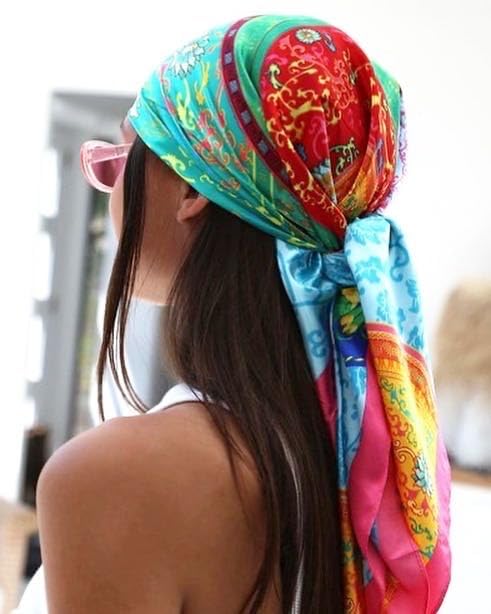 35 inch Silk Like Scarf Women's Fashion Pattern Large Square Satin Headscarf Headdress