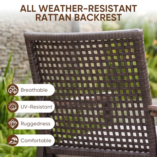 Image of NATURAL EXPRESSIONS 7 Piece Patio Dining Set for 6 Outdoor Furniture Set,6 Pcs Outdoor Rattan Wicker Swivel Chairs with Woodgrain Armrest, 65 inch Large Dining Table with 1.65'' Umbrella Hole for Garden