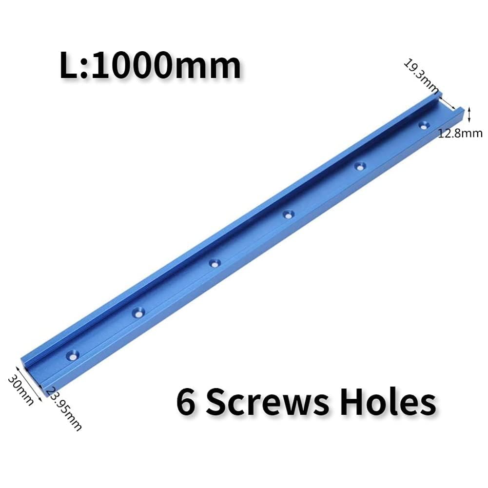 Fafeicy 2 pezzi di guida per smussatura da 1000mm, utensili in alluminio per guida a T con scanalatura a T, per lavorazione del legno, tavolo da fresatura, vite a T, morsetto ad azione rapida (1000MM