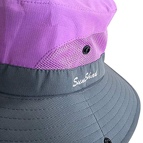 Duakrs Premium Outdoor UPF 50+ Wide Brim Sun Hat Waterproof UV Protection Bucket Mesh Boonie Hat Adjustable Fishing Cap for Men Women and Children … Purple - image 3