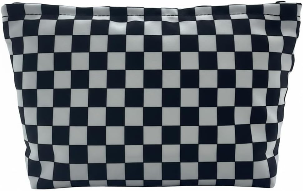 Makeup Bag Travel Toiletry Bag, Cute Small Cosmetic Bags for Women and Girls, Large Capacity Zipper Makeup Pouch, Purse Organizer Pouches (Checkerboard)