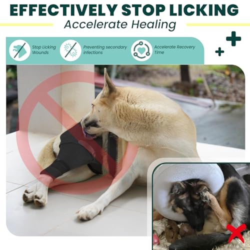 Image of Dog Sleeve for Rear Legs to Stop Licking, Upgraded Surgical Recovery Sleeve for Hind Back Leg Wound,TPLO, ACL Surgery, Light Comfortable Cone Alternative (Left,2XL,Black)