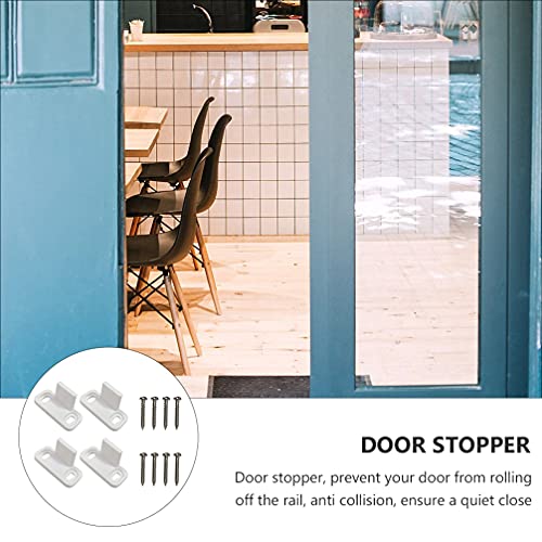 Angoily Sliding Door Floor Guides: 2 Sets Flat Guide Bottom Stoppers Swing Stopper Suitable for Barn Door Slotted and Non-Slotted Doors Track Hardware - Image 4