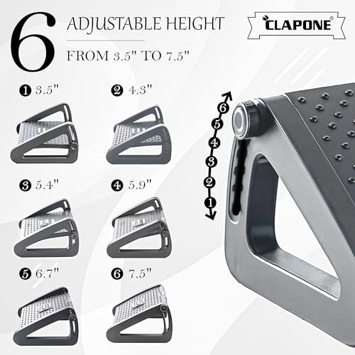 Image of Foot Rest Under Table Foot Rest for Under Desk at Work Stool Ergonomic 6 Heights Adjustable Footrest with Massage Roller, Portable Under Desk Foot Stool for Home,Office, Black, Adjustable (Premium Grey, Adjustable)