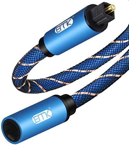 EMK Optical Cable Fibre Optic Extension Cables Digital Optical Audio Cable Male to Female Toslink Cable for Smart TV Amplifier Soundbar Blu-Ray (6.5ft/2m)