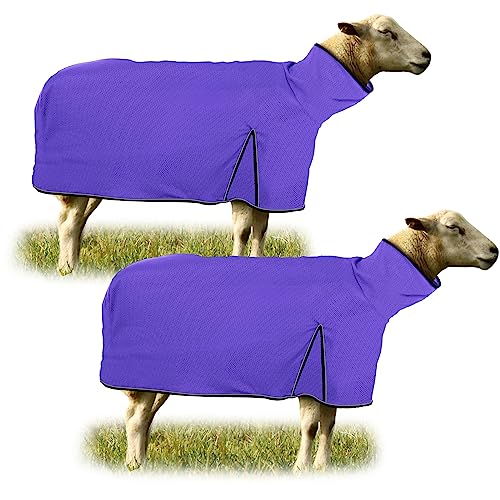 Image of Silkfly 2 Pcs Sheep Blanket Mesh Medium Goat Blanket with Mesh Butt and Adjustable Belly Strap Fits Lambs 110-140 Lbs for Show Lambs, Offers Effective Protection from Fly Bites (Purple)