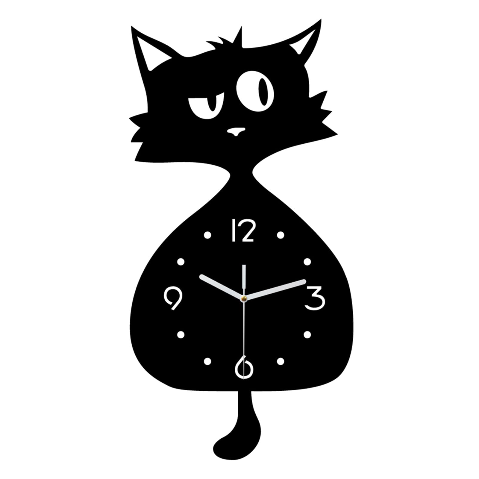 ordinarYone Cats Clock for Kitchen Bedroom Decorative Clock Acrylic Wall Clocks Battery Operated Pendulums Wall Clocks None Ticking