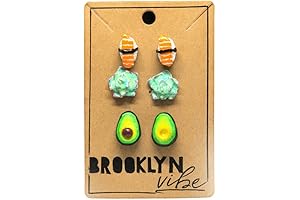 Stud Earrings for Women Set of 3: Avocado, Succulent, or Sushi