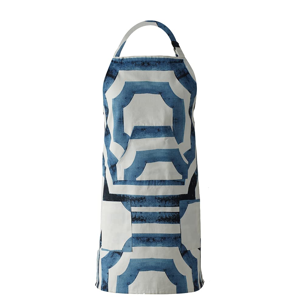 HPD Half Price Drapes Aprons for Men Women with Large Pockets Adjustable Unisex PRTW-D23B-AP Mecca Printed Cotton, 27 X 34 Inch, Mecca Blue