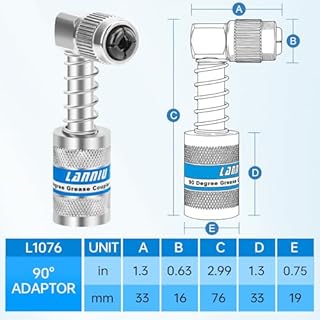 LANNIU 90 Degree Grease Gun Coupler - Upgraded 4-Jaw Quick Release Lock on Grease Coupler Adapter for Tight Spaces, 10,000 PSI High Pressure Heavy Duty Right Angel Grease Gun Tips