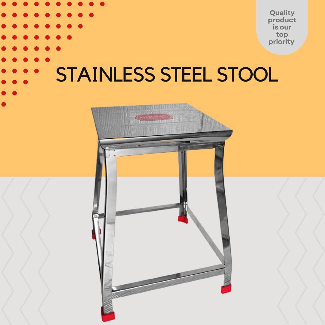 Dhiaan Stainless Steel Stool/Table 18 Inch Height - Silver 1