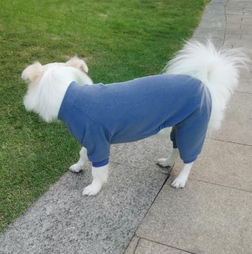 HuaLiSiJi Hundepyjama Kleine Hunde Schlafanzug,Elastisch und Bequem Weich und Warm Einfach an und Auszuziehen für Kleine und Mittelgroße Hunde Geeignet (Haze Blue, 3XL)