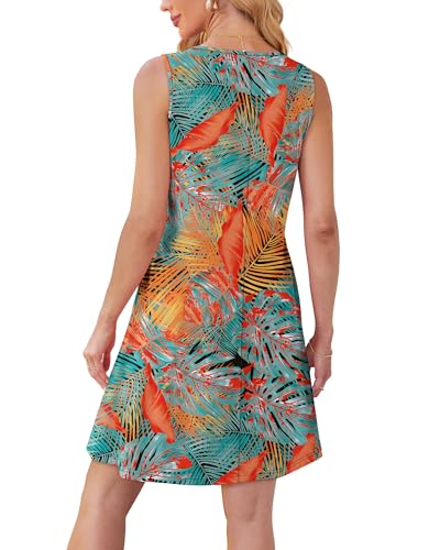 Image of OFEEFAN Womens Pleated Front Tank Dresses Fashion Spring Sleeveless Pockets Sundress Casual Summer
