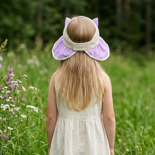 Image of SNOWIE SOFT Wide Brim Sun Hat for Kids Girls with Neck Flap Shawl, UPF 50+ Adjustable Chin Strap Sun Protection Hat for Girls 2-10 Years Old, Summer Breathable Sun Visor Hat Windproof Beach Hat