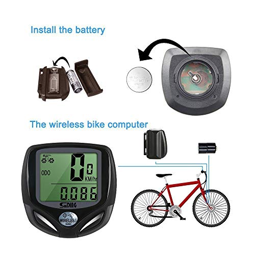 mewmewcat Computador de bicicleta sem fio com tela de luz de fundo de LCD de suporte Computador de b