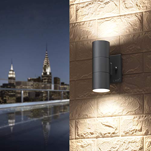 Image of LMP Modern Outdoor Wall Light, Aluminum IP65 Waterproof Porch Light | Up and Down, 3000K 5W G10 Bulbs Included, ETL Certified, Outside Wall Exterior Lighting Fixtures for House,Front Door,Garage