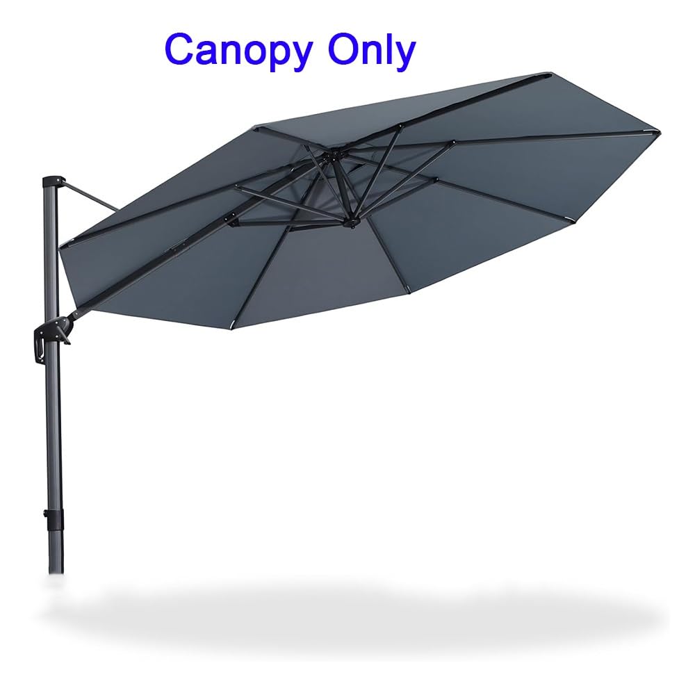3/3.5m Housse De Rechange pour Parasol Déporté De Terrasse, Auvent De Remplacement pour Parasol Rond, Toile De Parasol 8 Baleines pour Extérieur(Grey,300cm(10ft))