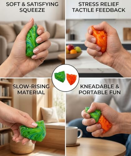 Image of 2Pcs Cheese Squishy, Taba Squishy, Dumpling Squishy-Stretchy Food-Shaped Sensory (Orange and Green)