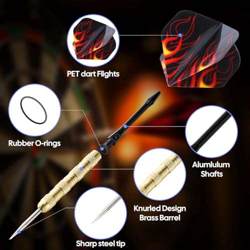 GOFOWRK 18 Pack Steel Tip Darts, Premium Aluminum Shafts Professional Metal Darts Set, Darts Set for Beginner or Professional with 6 Style PET Flights and Dart Sharpener - Image 3