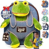 Naturally KIDS Frog Stuffed Animal Backpack for Girls Boys, Birthday Gifts for 3-5 Year Old, Toddler Backpack