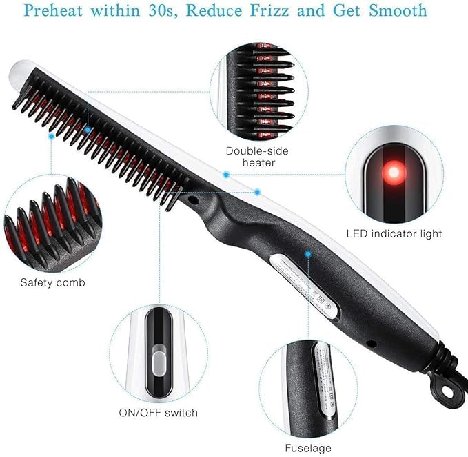 PDSPM Beard Straightener For Men Hair Styler Electric Comb Straightener - Image 4 thumbnail