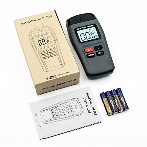 ERAY Digital Moisture Meter for Wood with Backlight LCD, Pin Type, Measure Firewood/Furniture/Floor/Trees Moisture Content - Battery Included