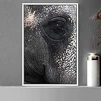 Framed Canvas Wall Art Elephants Animals Dramatic Elephants Farmhouse/Country Living Room Multicolor Photography - 16x24 inches