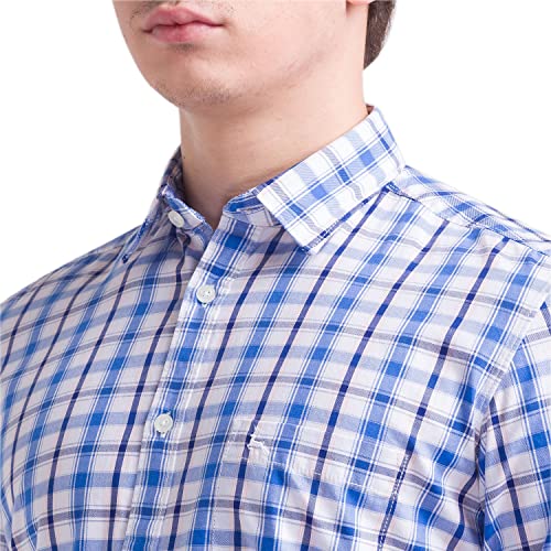 Image of Parx Cotton Medium Blue Casual Shirt for Men