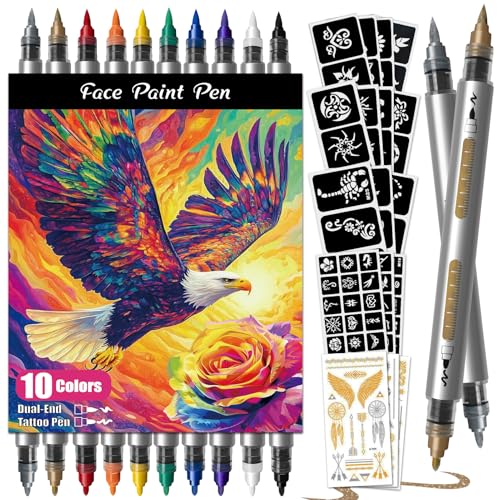 K KERNOWO Temporary Tattoo Markers for Skin - Henna Body Tattoo Kit Dual-End Visible Capacity Tattoo Pen for Girls & Adults Body Painting Kit Teen Girl Gifts Trendy Stuff Cool Birthday Gift for Teen