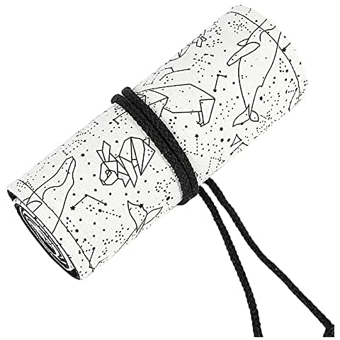 DASNTERED Canvas Pencil Wrap Case, 72 Holes Roll Up Pencil Storage Holder for Sketching Drawing Writing, Multi-Purpose Constellatio-n Pattern Pen Organizer Bag for School Office(size:72 Holes) Cover