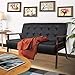 AODAILIHB Modern Wooden Leather 2-Seat Sofa, Sleek Minimalist Loveseat, Sturdy and Long-Lasting Loveseat Sofa Couch, Home Office Furniture (Black)
