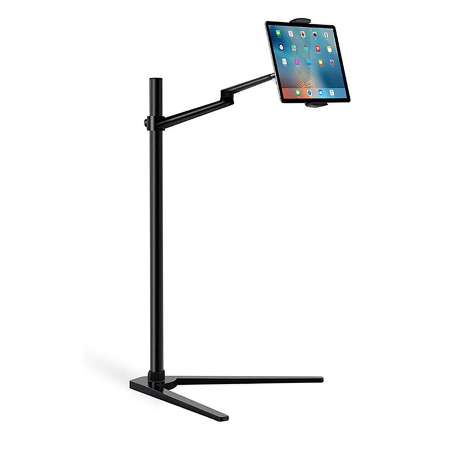Support de Sol Support de Sol réglable en Hauteur Support en Alliage d'aluminium pour Smartphone/Tablette et Toutes Les tablettes de 4 à 14 Pouces Convient pour Bureau/Salon/Table de Chevet