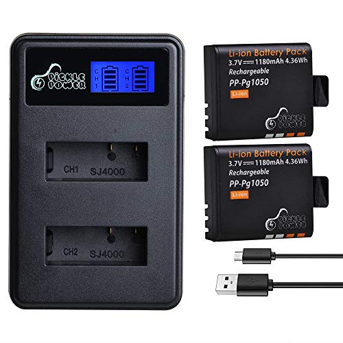 SJ4000 1180mAh Rechargeable Action Camera Battery x2 and LCD USB Dual Charger
