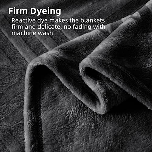 Whale Flotilla Flannel Fleece King Size Bed Blanket, Soft Velvet Lightweight Bedspread Plush Fluffy Coverlet Chevron Design Decorative Blanket For All Season, 90X104 Inch, Dark Grey #TOP4