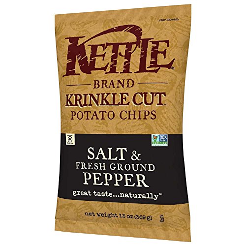 Image of Kettle Brand Potato Chips, Krinkle Cut Salt and Pepper Bags, 13 Ounce (Pack of 5)