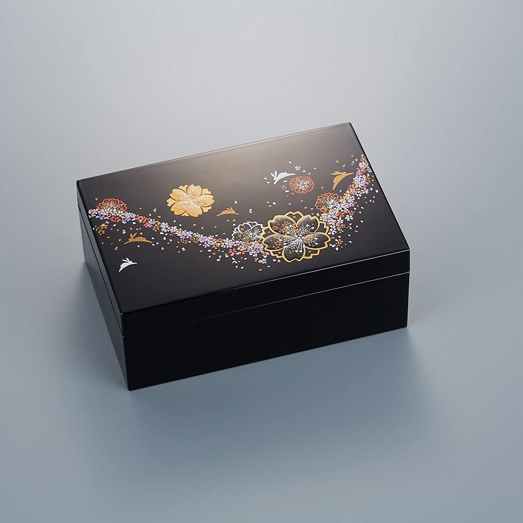 Caja de joyería Caja de Almacenamiento de Joyas de Laca con Espejo en la Tapa Flor y Conejo Patrón de Conejo Organizador de Resina de Resina de Resina de Resina (Color : A)